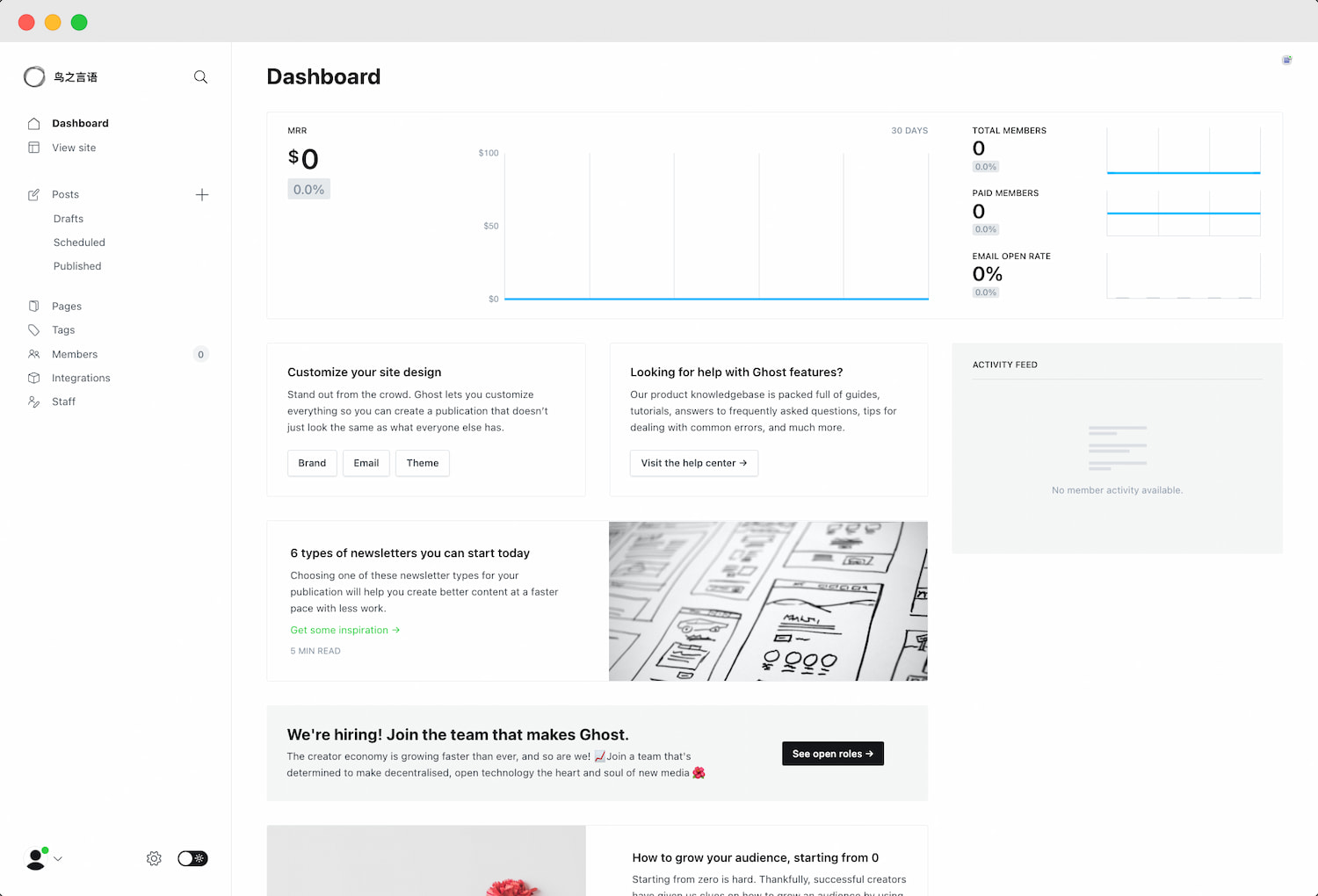 Ghost 博客后台面板
