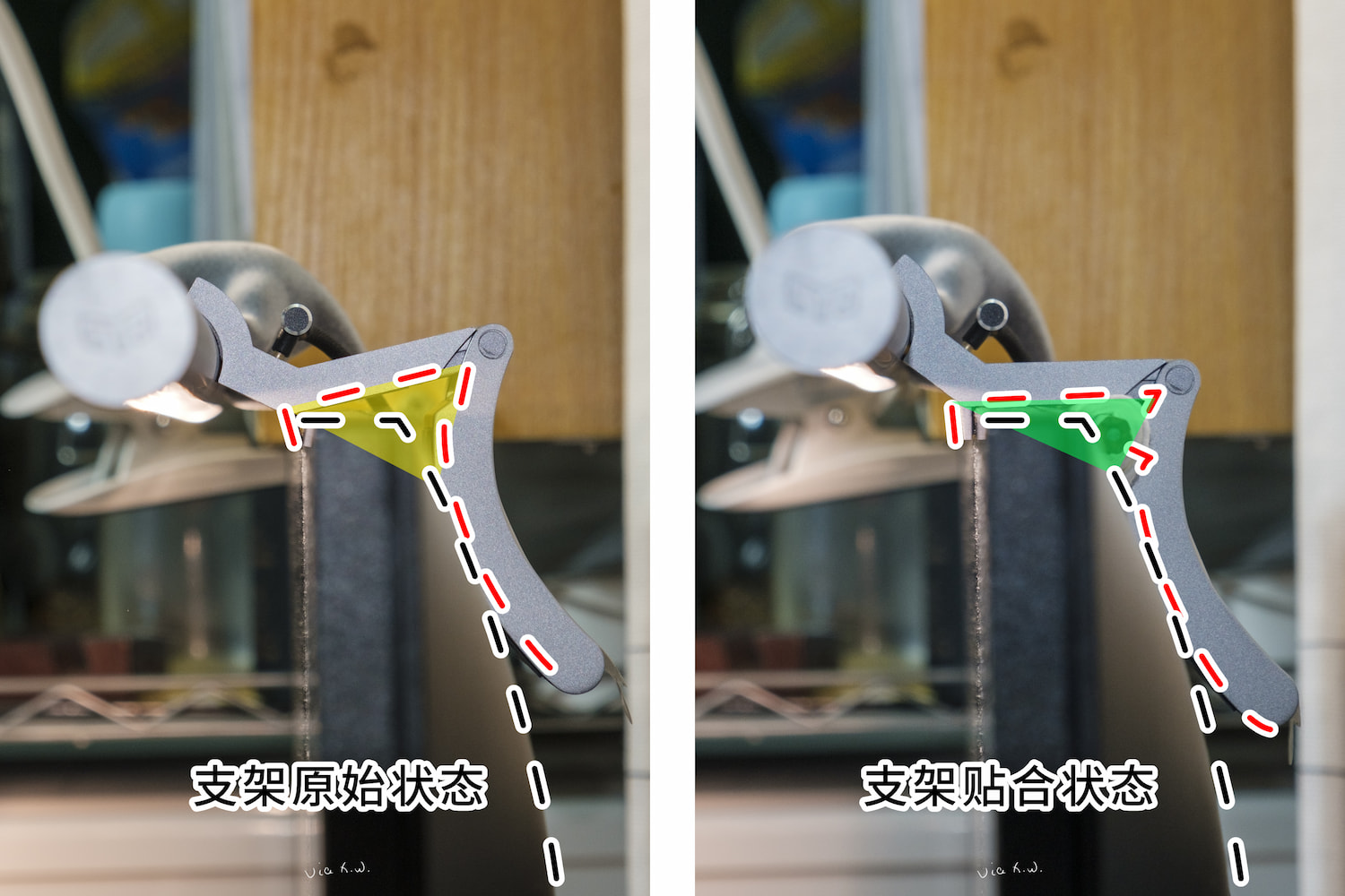 「翘屁股」与贴合状态对比侧视图